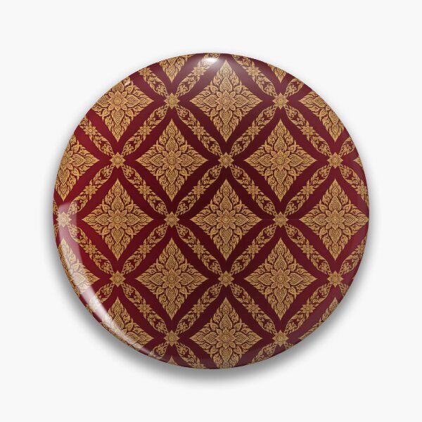 Item preview, Elegant Golden Thai Phum Khao Bin Pattern on Deep Red Silk designed and sold by warayut.