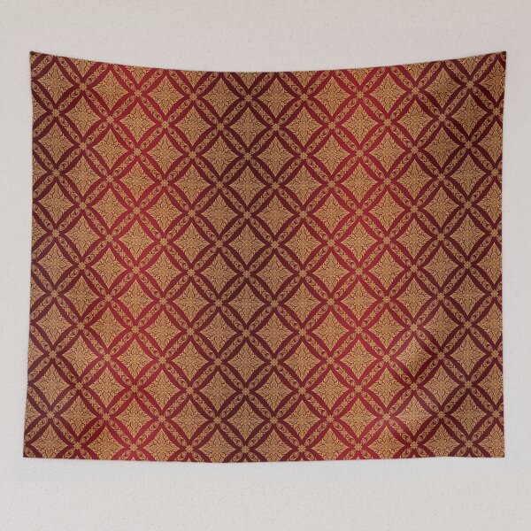 Item preview, Elegant Golden Thai Phum Khao Bin Pattern on Deep Red Silk designed and sold by warayut.