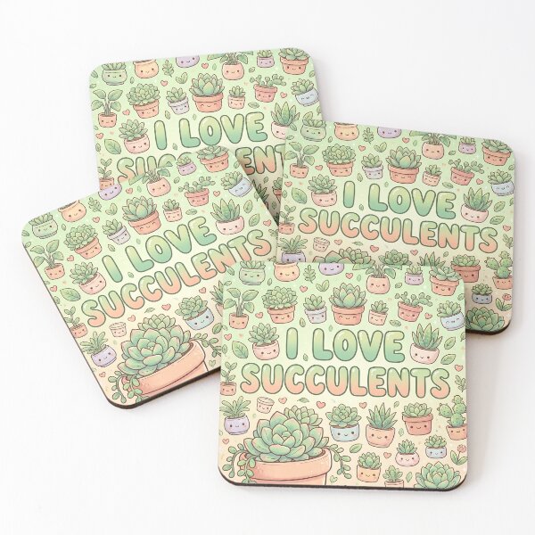 Item preview, I Love Succulents Kawaii Pattern designed and sold by Itsheartshop.