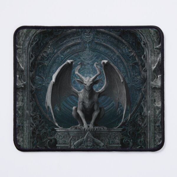 Item preview, Gothic Gargoyle Guardian, Dark Fantasy Demon Statue, Occult Cathedral Portal Art designed and sold by CosmicAnomaly.