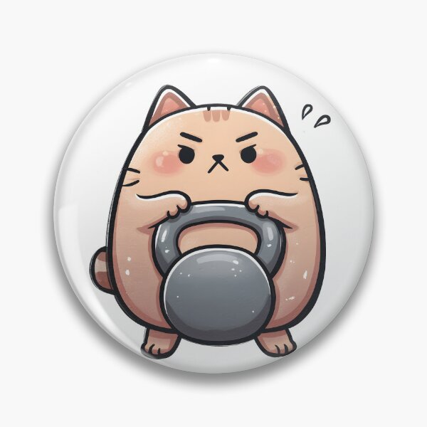 Item preview, Tiny But Mighty — Kawaii Gym Cat Kettlebell Struggle designed and sold by Mrokar.