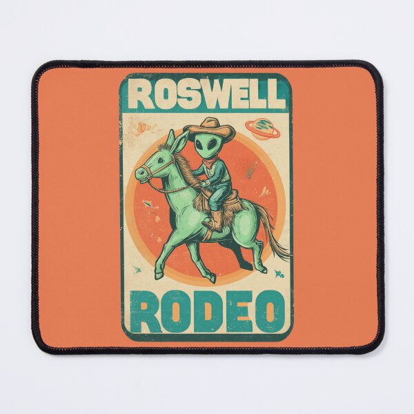 Item preview, Roswell Rodeo – Vintage Alien Cowboy Poster designed and sold by Cosmic Cactus.