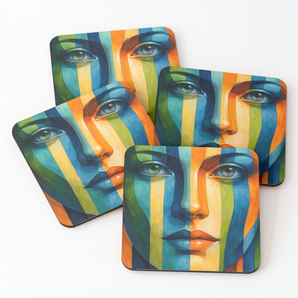 Item preview, Colorful Striped Face Portrait designed and sold by cuprum.