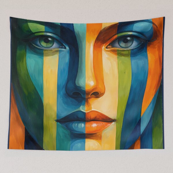 Item preview, Colorful Striped Face Portrait designed and sold by cuprum.