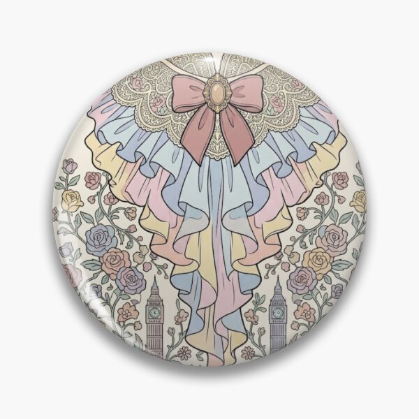 Item preview, Vintage Victorian Pastel Ruffle Collar & London Skyline Rose Garden designed and sold by MAGICKEY2024.