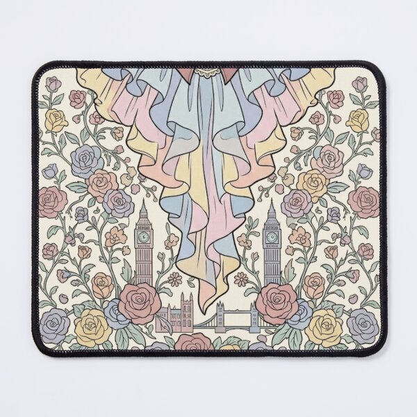 Item preview, Vintage Victorian Pastel Ruffle Collar & London Skyline Rose Garden designed and sold by MAGICKEY2024.