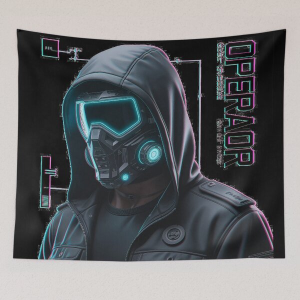 Item preview, Neon Tactical Operator - Search and Destroy Cyberpunk Streetwear designed and sold by Thompika.
