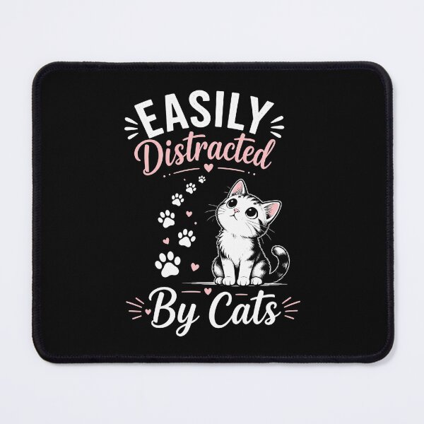 Item preview, Easily Distracted By Cats – Funny Cat Lover Quote T-Shirt | Cute Cat Meme Design designed and sold by Skama87.
