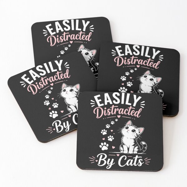 Item preview, Easily Distracted By Cats – Funny Cat Lover Quote T-Shirt | Cute Cat Meme Design designed and sold by Skama87.