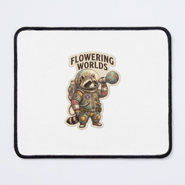 Item preview, Vintage Cottagecore Raccoon Astronaut Flowering Worlds Illustration designed and sold by AnkitCreates.