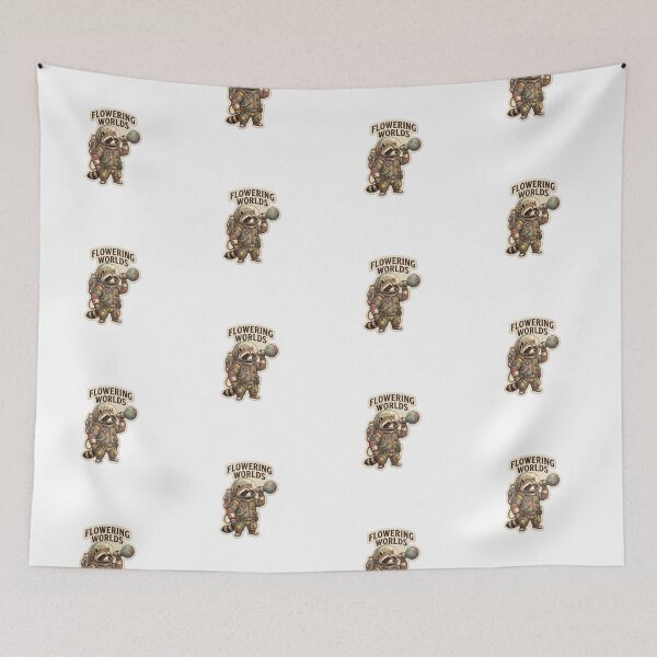 Item preview, Vintage Cottagecore Raccoon Astronaut Flowering Worlds Illustration designed and sold by AnkitCreates.