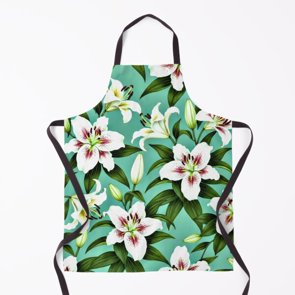 Item preview, Bright Aqua Stargazer Lily Pattern designed and sold by IntelliMindDesigns.