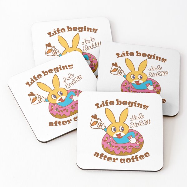 Item preview, Life Begins After Coffee Happy Donut Bunny designed and sold by CareerKitties.