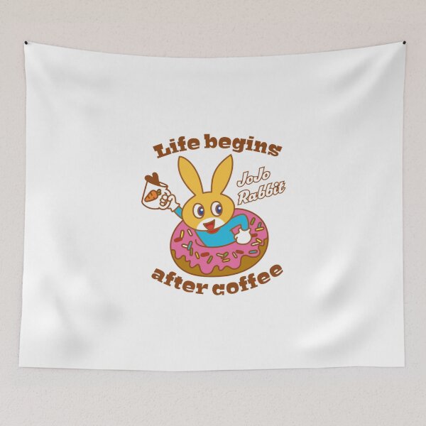 Item preview, Life Begins After Coffee Happy Donut Bunny designed and sold by CareerKitties.