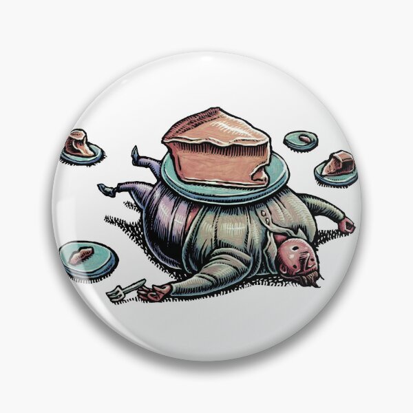 Item preview, man lies on his back with a huge slice of cheesecake on his big belly designed and sold by LisaHaney.