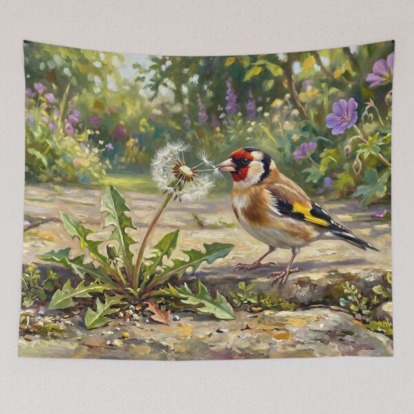 Item preview, The Dandelion Feast: Whimsical Cottagecore Goldfinch Art designed and sold by Englandbear.