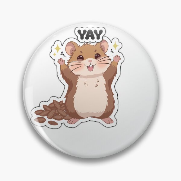 Item preview, Cute Happy Hamster “YAY” Sticker – Kawaii Celebration Hamster with Seeds designed and sold by pn_terest.