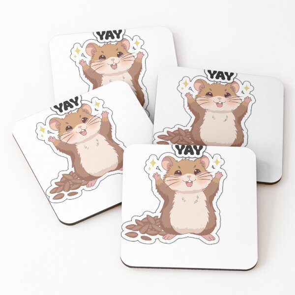 Item preview, Cute Happy Hamster “YAY” Sticker – Kawaii Celebration Hamster with Seeds designed and sold by pn_terest.