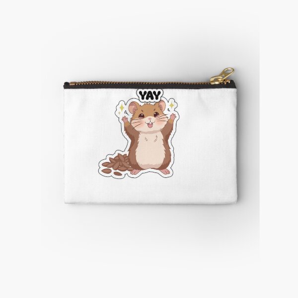 Item preview, Cute Happy Hamster “YAY” Sticker – Kawaii Celebration Hamster with Seeds designed and sold by pn_terest.