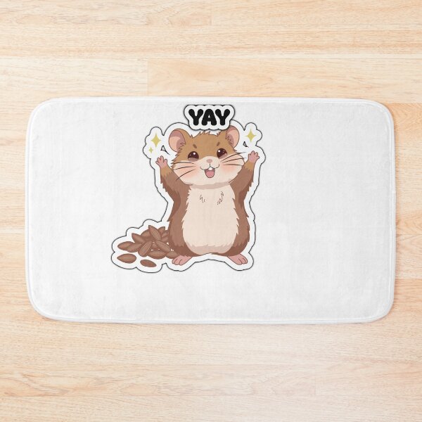 Item preview, Cute Happy Hamster “YAY” Sticker – Kawaii Celebration Hamster with Seeds designed and sold by pn_terest.