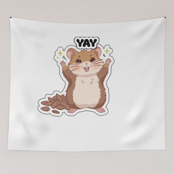 Item preview, Cute Happy Hamster “YAY” Sticker – Kawaii Celebration Hamster with Seeds designed and sold by pn_terest.