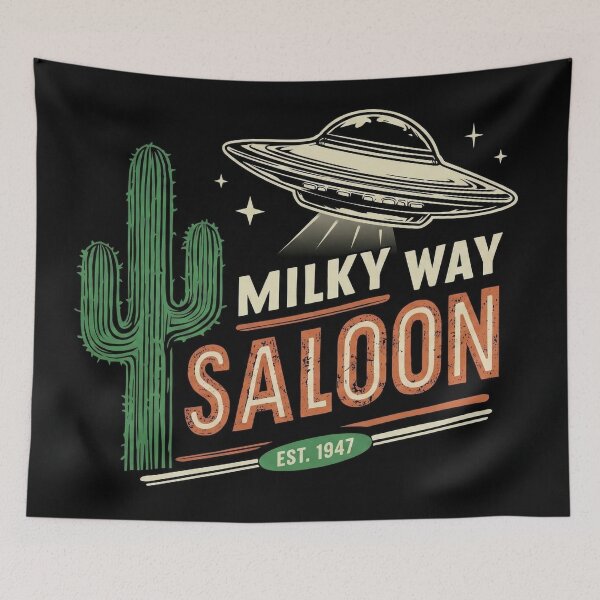 Item preview, Milky Way Saloon Logo – Retro Atomic Western Graphic designed and sold by Cosmic Cactus.