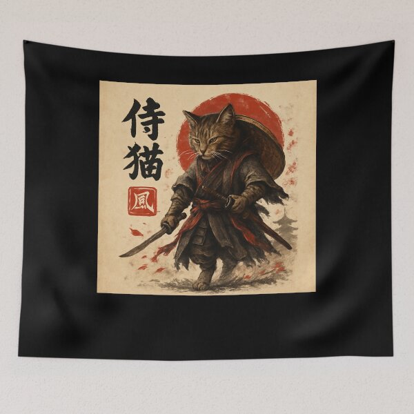 Item preview, Samurai Cat Red Sun Ronin designed and sold by SiarheiYur.