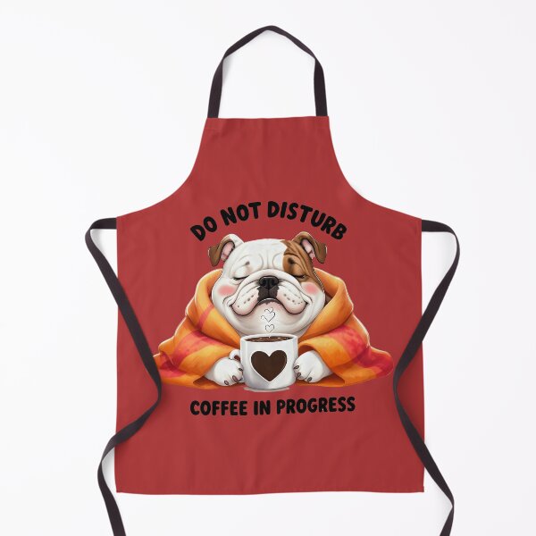Item preview, Do not disturb, coffee in progress, funny picture of a bulldog drinking coffee designed and sold by lucyinspace.