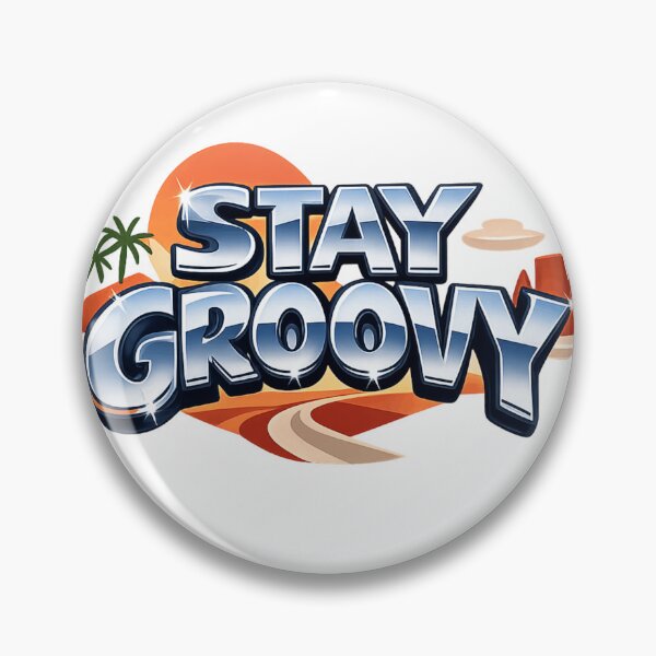 Item preview, Stay Groovy 70s Chrome Typography Airbrush Art designed and sold by Retro Mood Co.