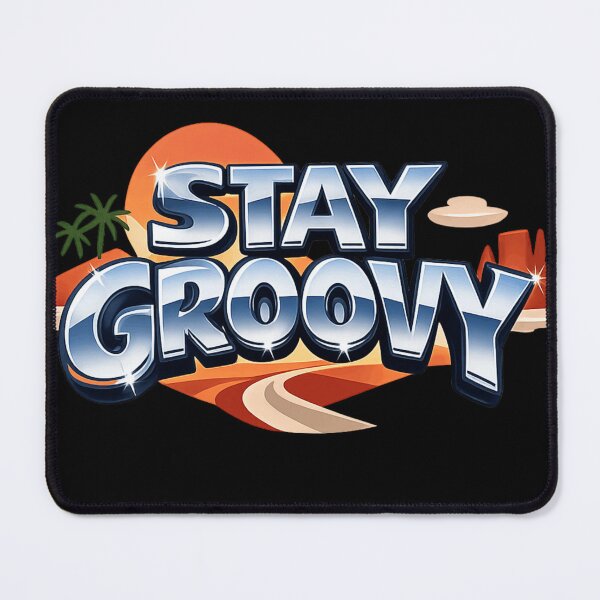 Item preview, Stay Groovy 70s Chrome Typography Airbrush Art designed and sold by Retro Mood Co.