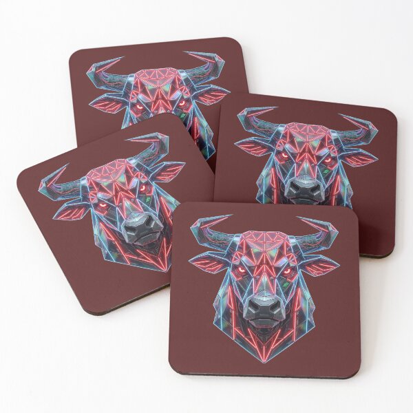 Item preview, Fierce Red Bull Head Geometric Design  designed and sold by unboxedbyJuls.