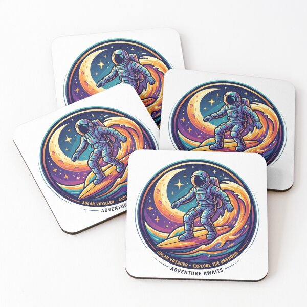 Item preview, Solar Voyager Astronaut Surfing – Retro Space Adventure & Cosmic Nebula Art designed and sold by Moccroad.