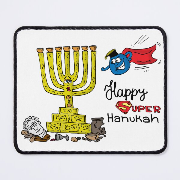 Item preview, Happy Super Hanukkah – Heroic Menorah Holiday Art designed and sold by MyxaART.