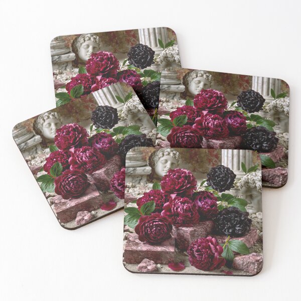 Item preview, Crimson Peonies – Gothic Rococo Floral Art designed and sold by VelvetThornsArt.