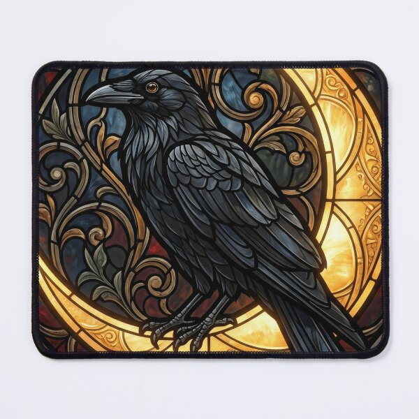 Item preview, Stained Glass Raven - Cottagegoth Dark  designed and sold by Retro Mood Co.