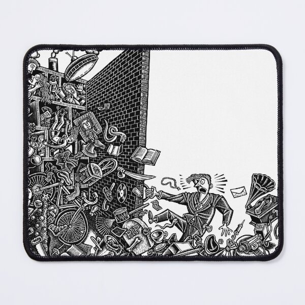 Item preview, man opens door to storage facility, and finds stuff falls out designed and sold by LisaHaney.