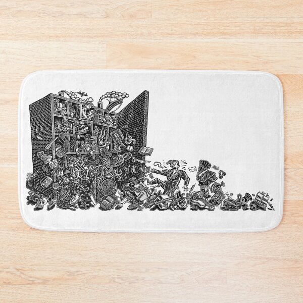 Item preview, man opens door to storage facility, and finds stuff falls out designed and sold by LisaHaney.