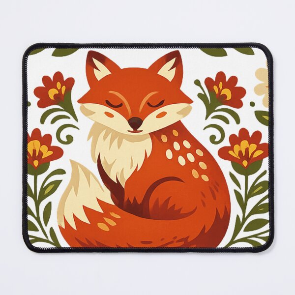 Item preview, Scandinavian Folk Art Fox - Floral Grandmacore designed and sold by Retro Mood Co.