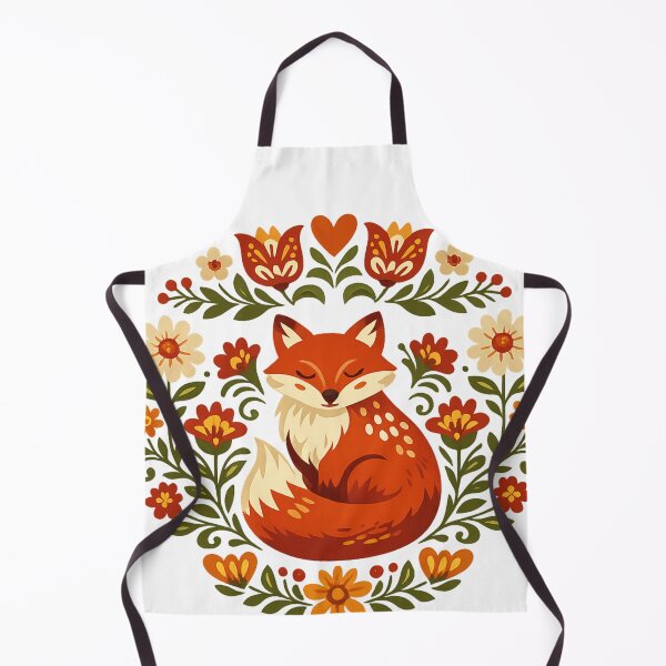 Item preview, Scandinavian Folk Art Fox - Floral Grandmacore designed and sold by Retro Mood Co.