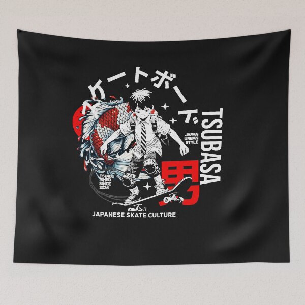 Item preview, Japanese Skater Boy Koi Fish Urban Street Style designed and sold by Tsugraf Designs.
