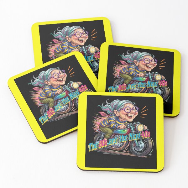 Item preview, Funny Biker Grandma "The 80s are the New 40s" - Vibrant Retro Cartoon Typography Art designed and sold by UrbanPopDesigns.