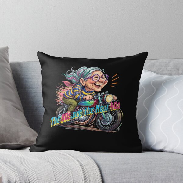 Item preview, Funny Biker Grandma "The 80s are the New 40s" - Vibrant Retro Cartoon Typography Art designed and sold by UrbanPopDesigns.