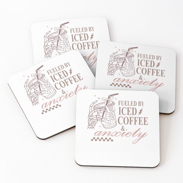 Item preview, Fueled By Iced Coffee And Anxiety Skeleton Hand Coquette designed and sold by krystalRomanart.