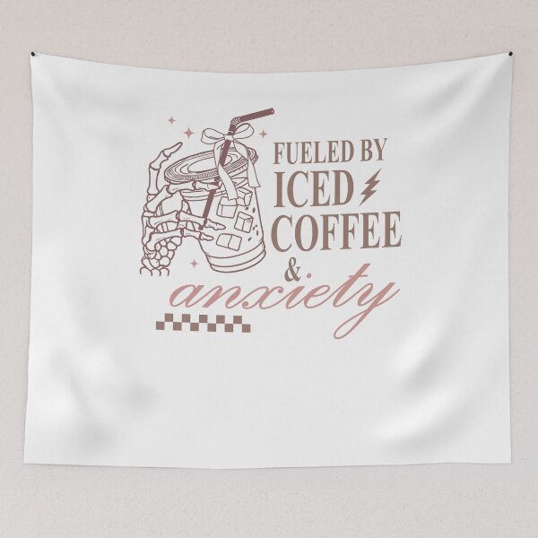 Item preview, Fueled By Iced Coffee And Anxiety Skeleton Hand Coquette designed and sold by krystalRomanart.