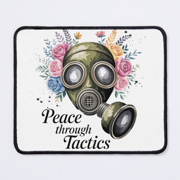 Item preview, Peace Through Tactics - Vintage Gas Mask with Wildflowers Art designed and sold by Thompika.