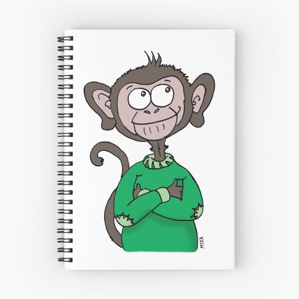 Item preview, Curious Monkey in a Green Sweater – Whimsical Animal Art designed and sold by MyxaART.
