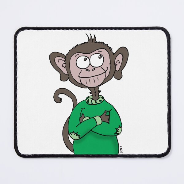 Item preview, Curious Monkey in a Green Sweater – Whimsical Animal Art designed and sold by MyxaART.