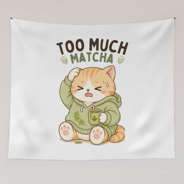 Item preview, Too Much Matcha Cat | Cute Kawaii Aesthetic | Overwhelmed Mood Design designed and sold by The Mood Index.