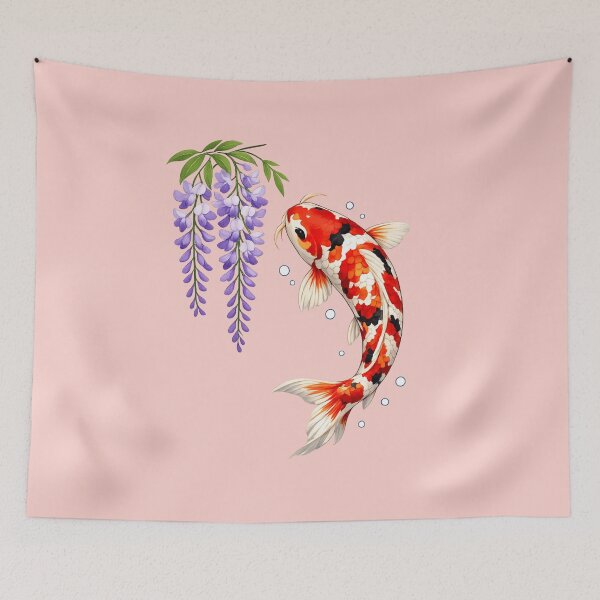 Item preview, Japanese Koi Fish and Purple Wisteria Zen Art designed and sold by SakuraMarket26.