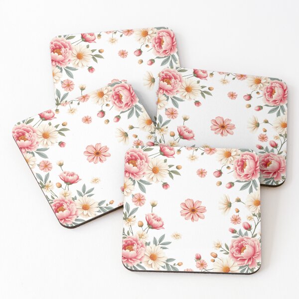 Item preview, Pink Peony and Daisy Floral Border Background ​ا designed and sold by M.Store.